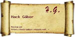 Hack Gábor névjegykártya